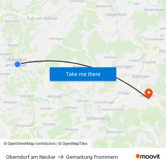 Oberndorf am Neckar to Gemarkung Frommern map