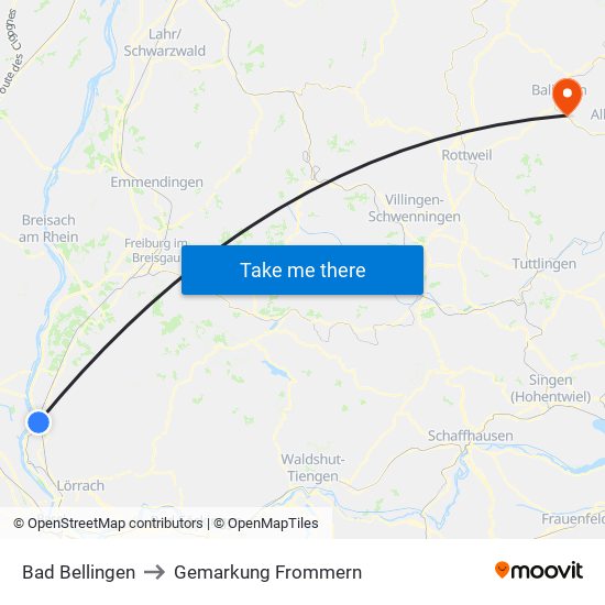 Bad Bellingen to Gemarkung Frommern map