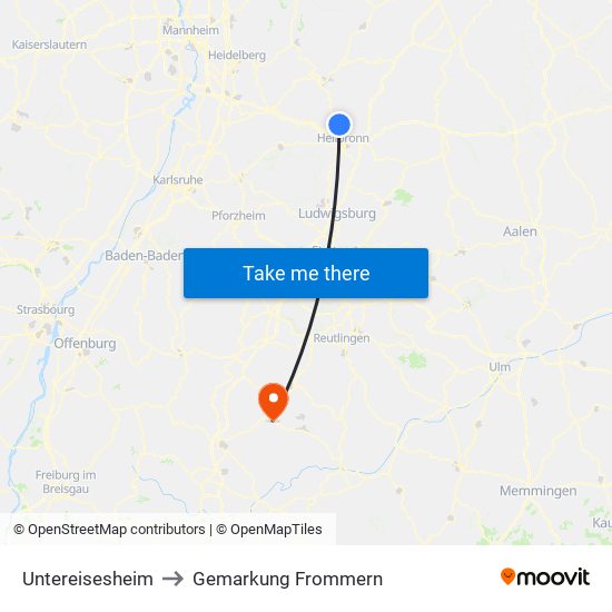 Untereisesheim to Gemarkung Frommern map