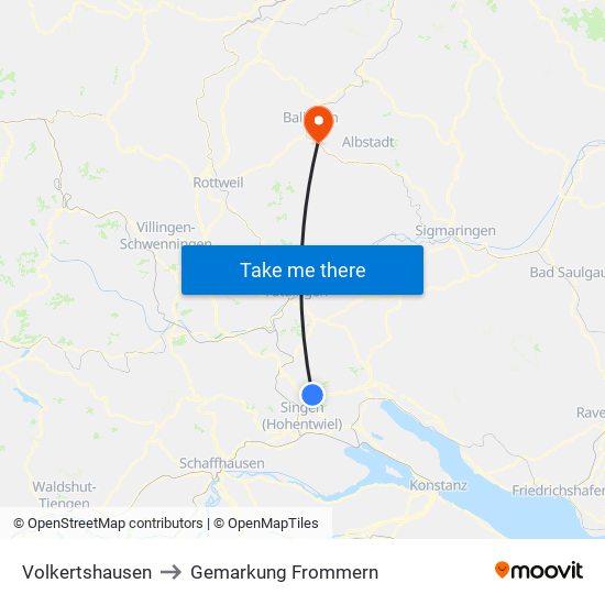 Volkertshausen to Gemarkung Frommern map