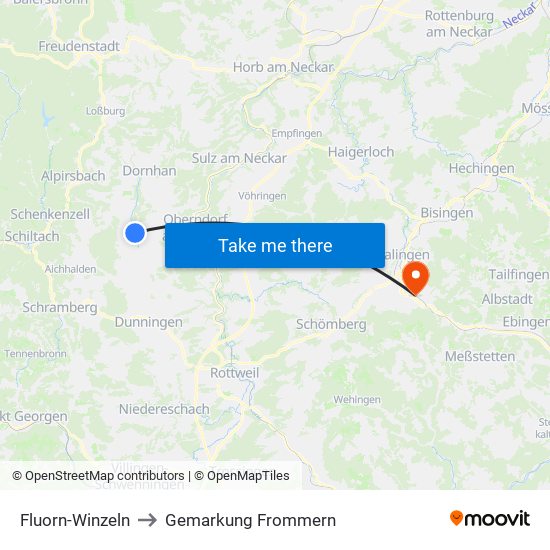 Fluorn-Winzeln to Gemarkung Frommern map