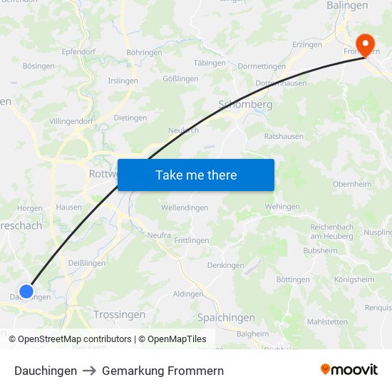 Dauchingen to Gemarkung Frommern map