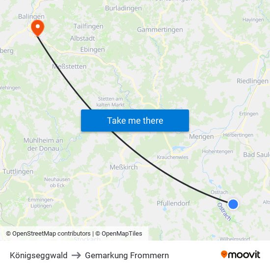 Königseggwald to Gemarkung Frommern map