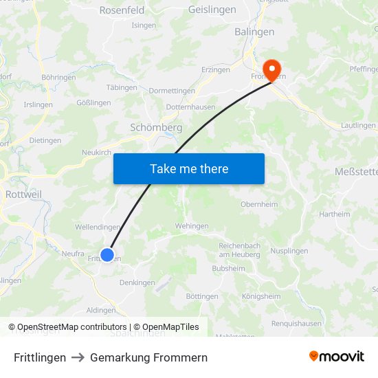 Frittlingen to Gemarkung Frommern map