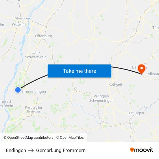 Endingen to Gemarkung Frommern map