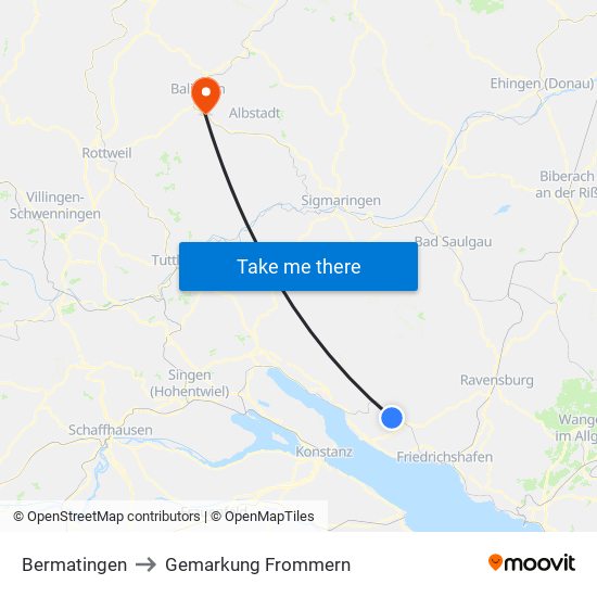 Bermatingen to Gemarkung Frommern map