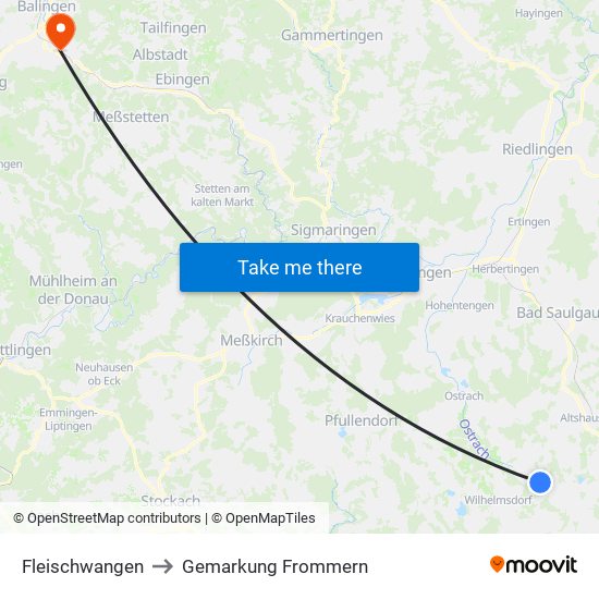 Fleischwangen to Gemarkung Frommern map