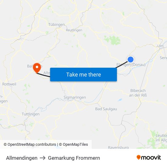 Allmendingen to Gemarkung Frommern map