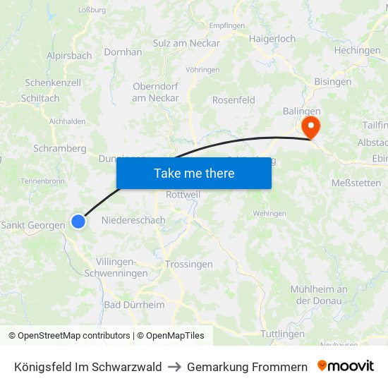 Königsfeld Im Schwarzwald to Gemarkung Frommern map