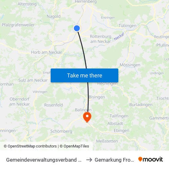 Gemeindeverwaltungsverband Oberes Gäu to Gemarkung Frommern map