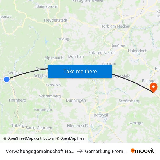 Verwaltungsgemeinschaft Hausach to Gemarkung Frommern map