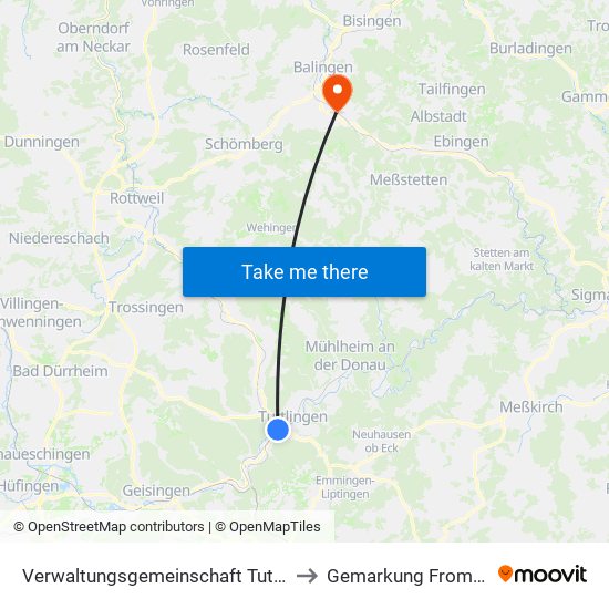 Verwaltungsgemeinschaft Tuttlingen to Gemarkung Frommern map