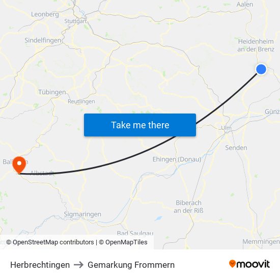 Herbrechtingen to Gemarkung Frommern map