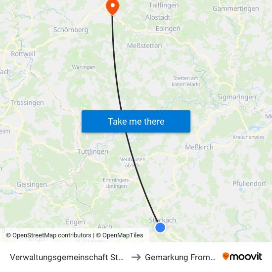 Verwaltungsgemeinschaft Stockach to Gemarkung Frommern map