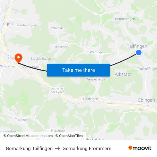 Gemarkung Tailfingen to Gemarkung Frommern map