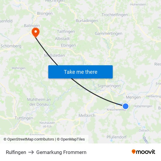 Rulfingen to Gemarkung Frommern map