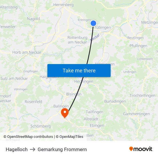 Hagelloch to Gemarkung Frommern map