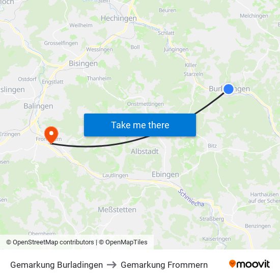 Gemarkung Burladingen to Gemarkung Frommern map