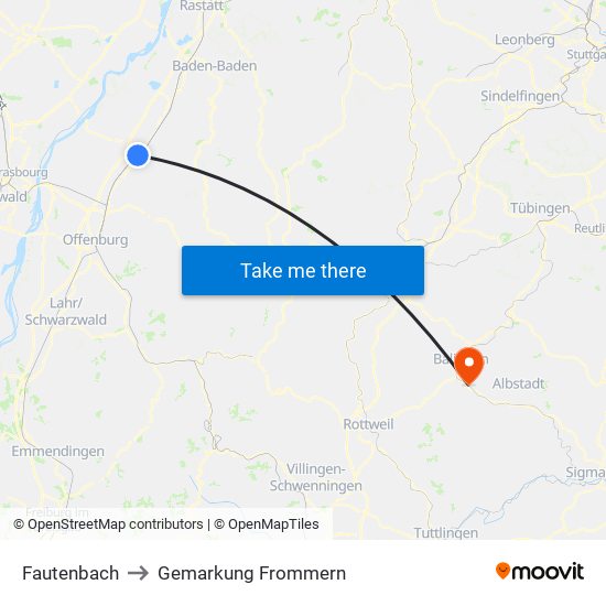 Fautenbach to Gemarkung Frommern map