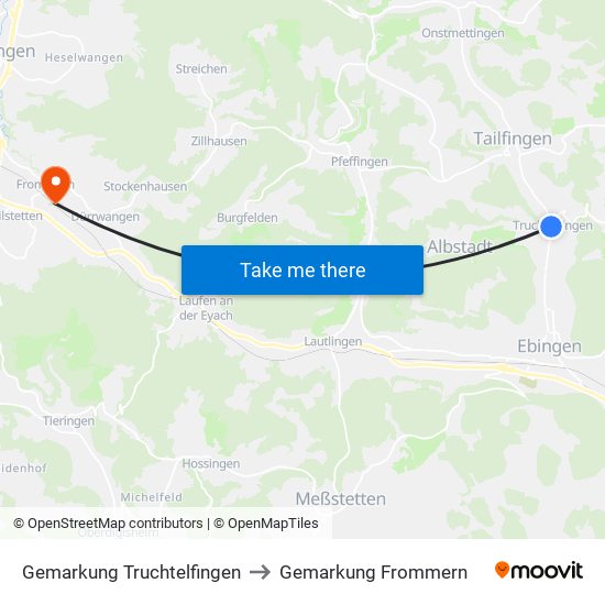 Gemarkung Truchtelfingen to Gemarkung Frommern map