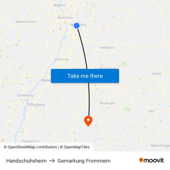 Handschuhsheim to Gemarkung Frommern map