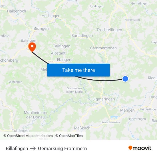 Billafingen to Gemarkung Frommern map