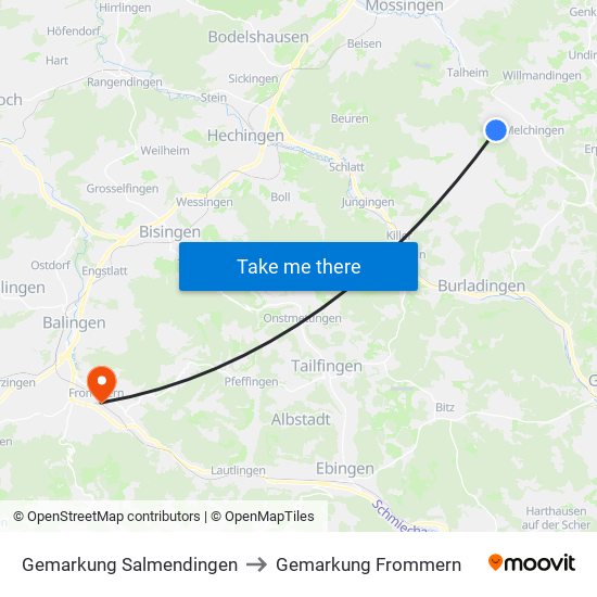 Gemarkung Salmendingen to Gemarkung Frommern map