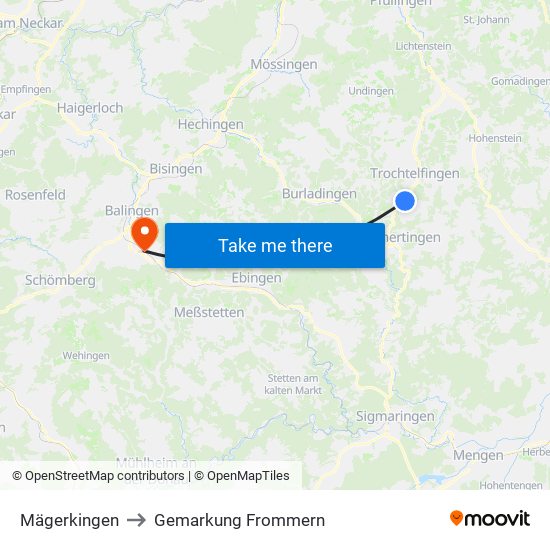 Mägerkingen to Gemarkung Frommern map