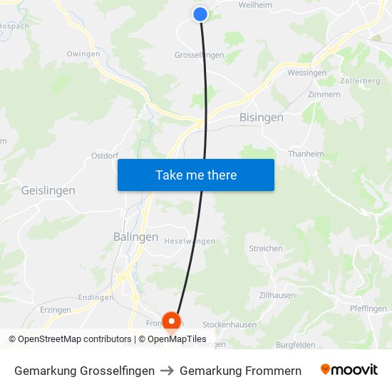 Gemarkung Grosselfingen to Gemarkung Frommern map
