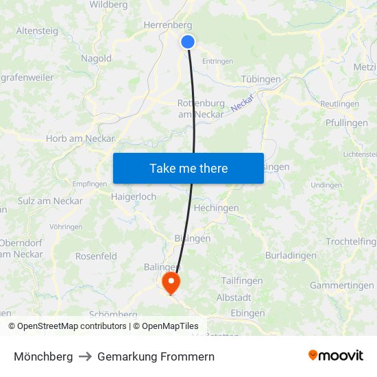 Mönchberg to Gemarkung Frommern map