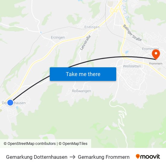 Gemarkung Dotternhausen to Gemarkung Frommern map