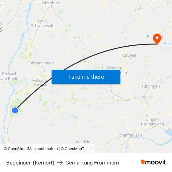 Buggingen (Kernort) to Gemarkung Frommern map