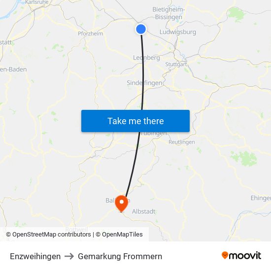 Enzweihingen to Gemarkung Frommern map