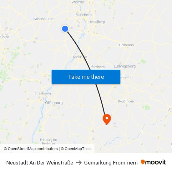 Neustadt An Der Weinstraße to Gemarkung Frommern map