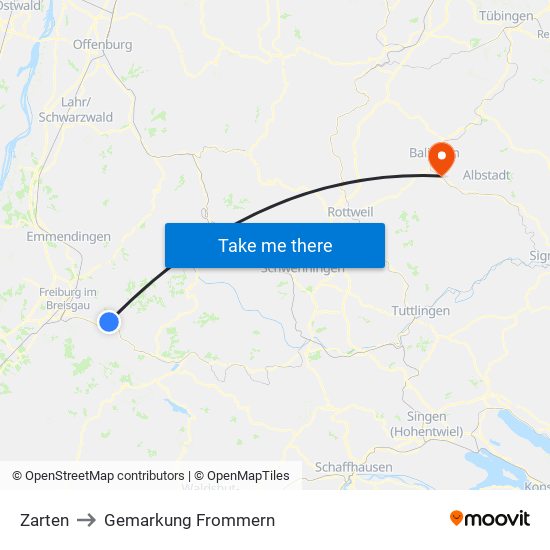Zarten to Gemarkung Frommern map