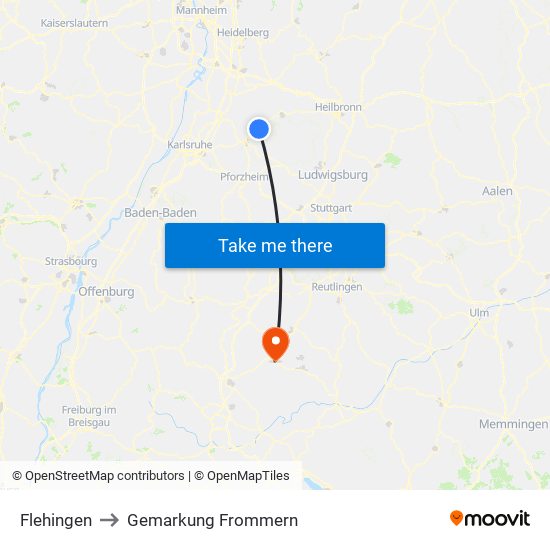 Flehingen to Gemarkung Frommern map