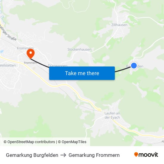 Gemarkung Burgfelden to Gemarkung Frommern map