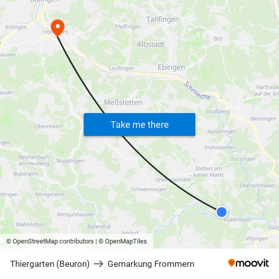 Thiergarten (Beuron) to Gemarkung Frommern map