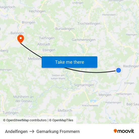 Andelfingen to Gemarkung Frommern map