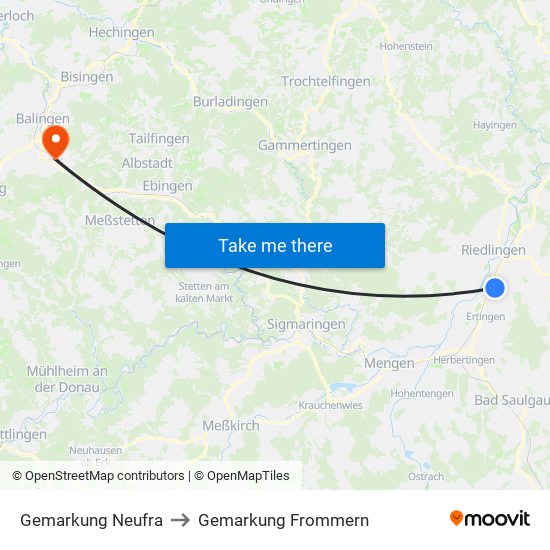Gemarkung Neufra to Gemarkung Frommern map