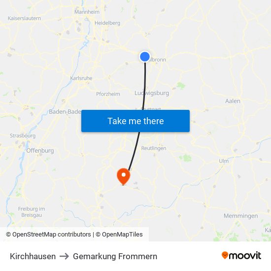 Kirchhausen to Gemarkung Frommern map