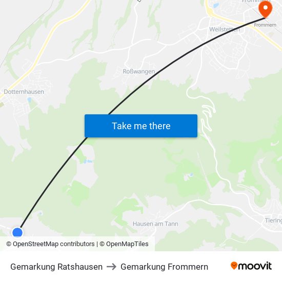 Gemarkung Ratshausen to Gemarkung Frommern map