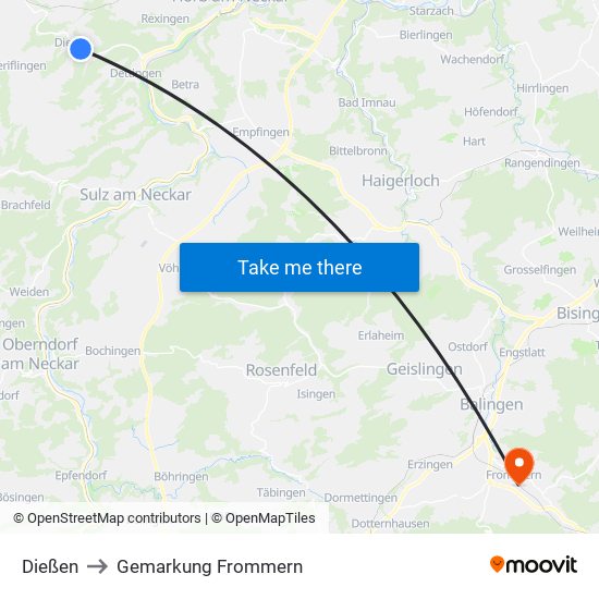 Dießen to Gemarkung Frommern map