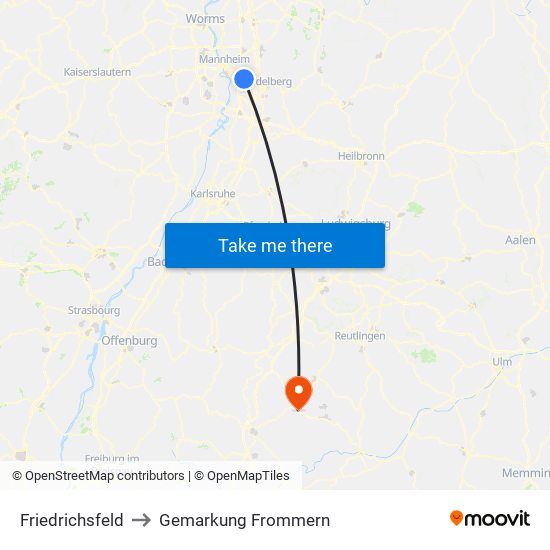 Friedrichsfeld to Gemarkung Frommern map