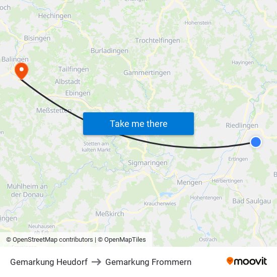 Gemarkung Heudorf to Gemarkung Frommern map