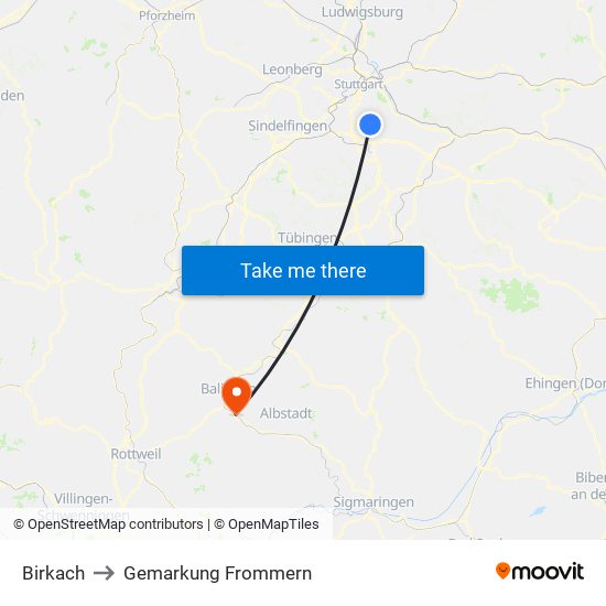 Birkach to Gemarkung Frommern map