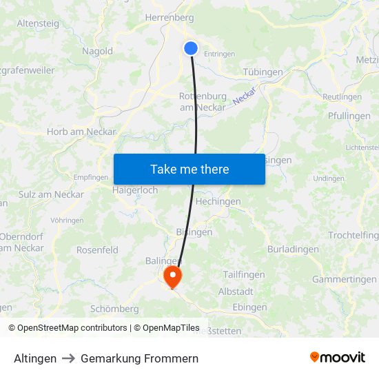 Altingen to Gemarkung Frommern map