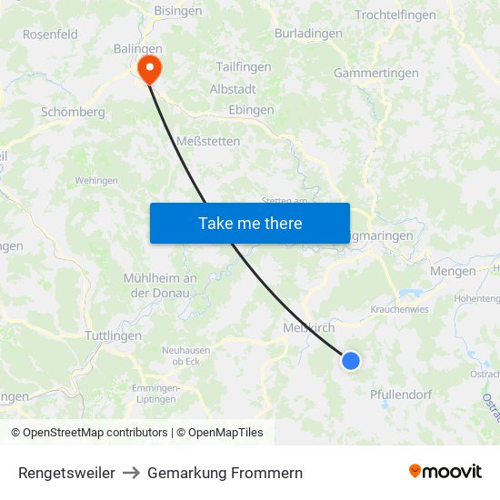 Rengetsweiler to Gemarkung Frommern map