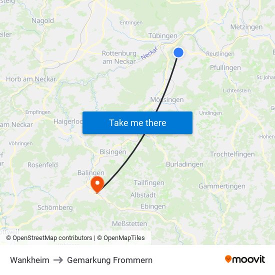 Wankheim to Gemarkung Frommern map