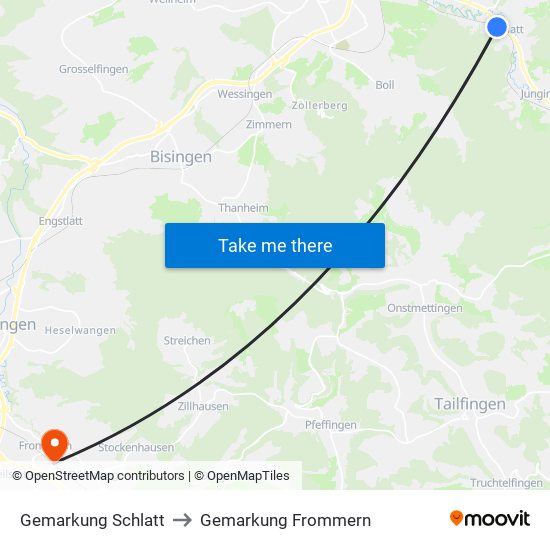 Gemarkung Schlatt to Gemarkung Frommern map